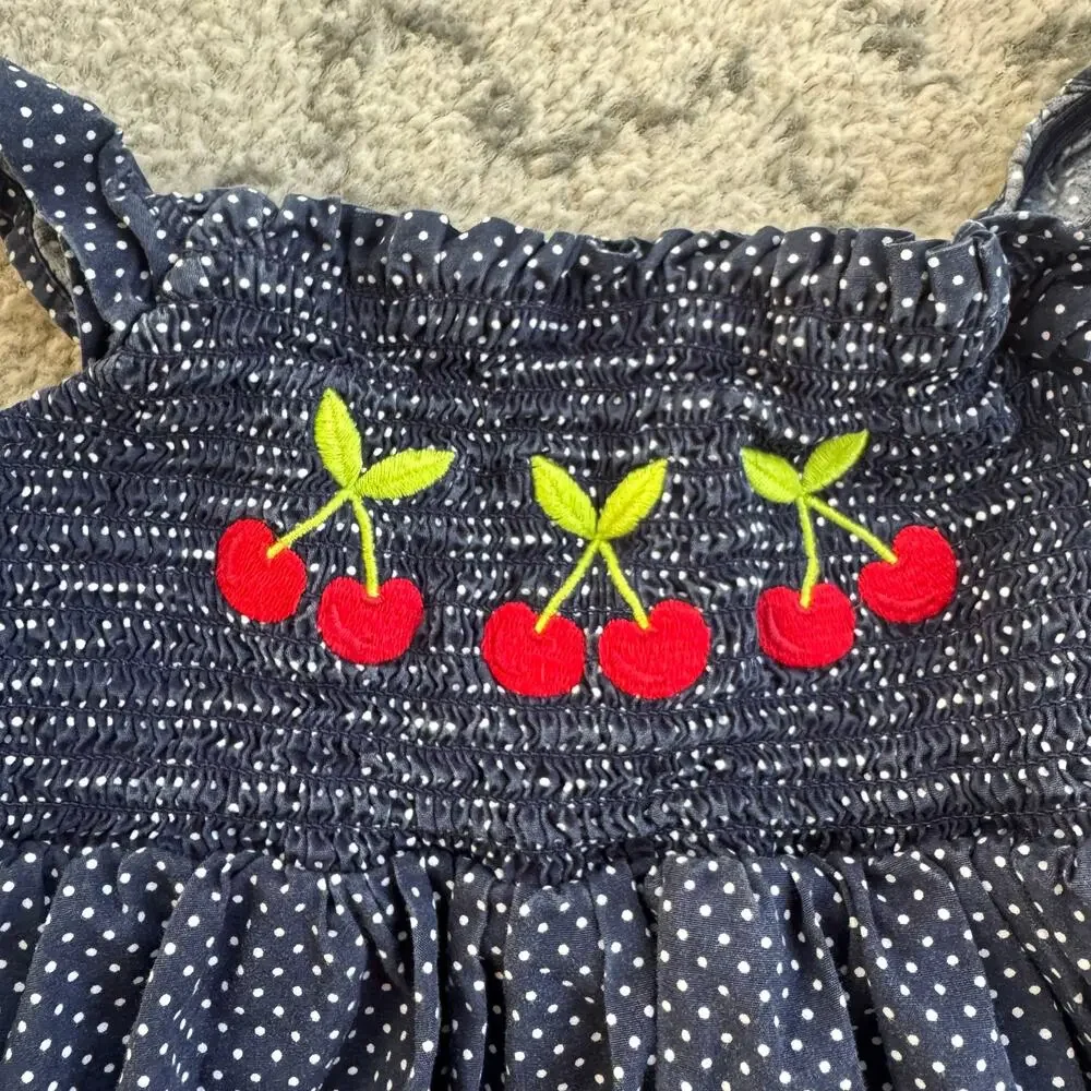 Gymboree Very Cherry Navy Polka Dot Dress Size 4T